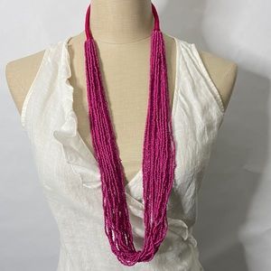 Boho Fuchsia beaded statement necklace